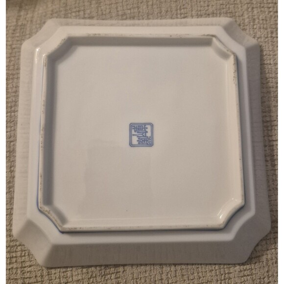 Vtg OMC Otagiri Orchid Tray Trinket Blue Pink Square Gold Trim - Picture 2 of 6